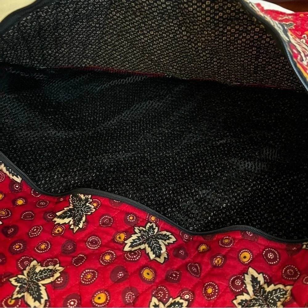 Vintage VERA BRADLEY Red Coin 1999 Garment Bag Leaves Green Floral Quilted USA